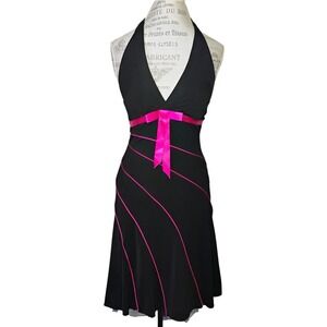 Love Tease Y2K Halter Babydoll Dress Womens S Black Pink Bow Punk‎ Princess Hoco